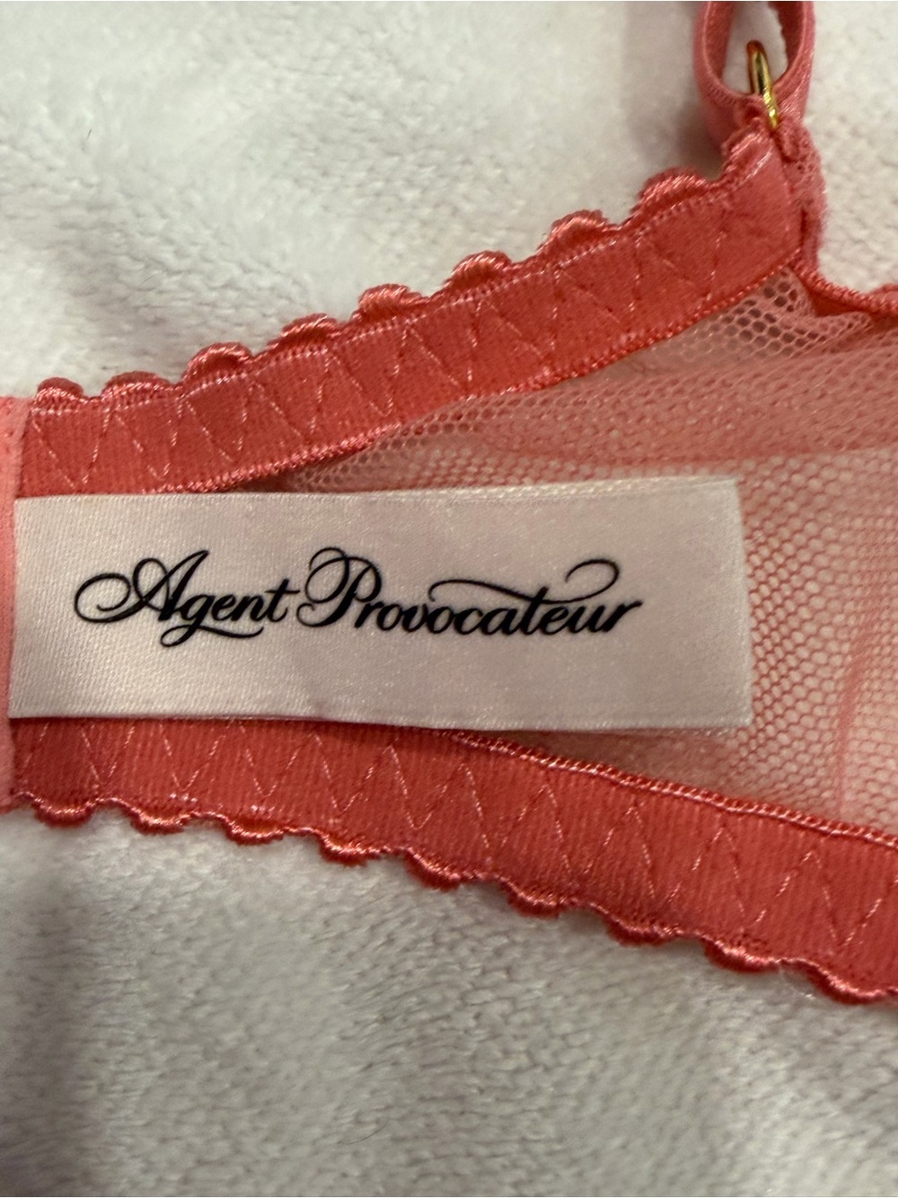 Agent Provocateur Lorna Pink Sheer Embroidered Plunge Underwire Bra 32B - Picture 11 of 14